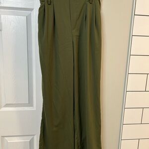 Olive Green Wide-Leg Pants